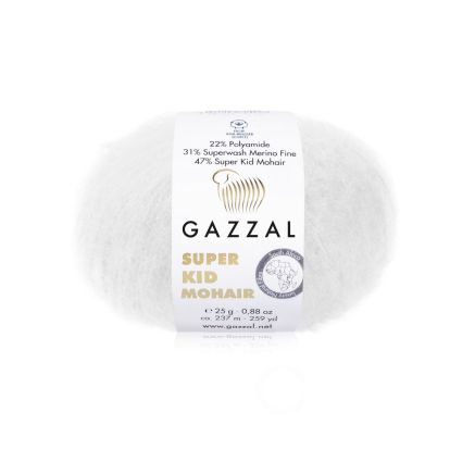 Пряжа Gazzal Super Kid Mohair белый зефир (64439)