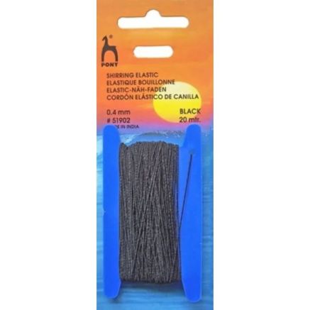 Elastic band thin black 0.4mm, Pony