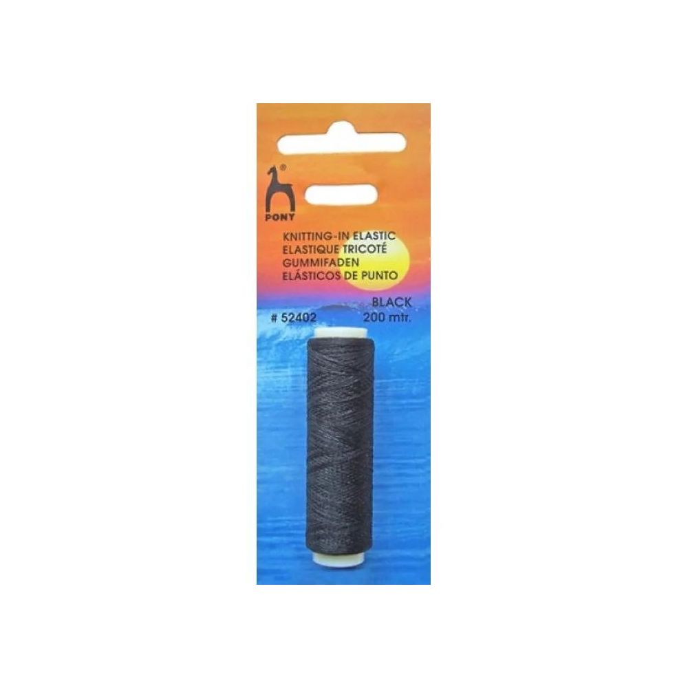 Elastic band thin black 200 m, Pony