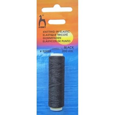 Elastic band thin black 200 m, Pony