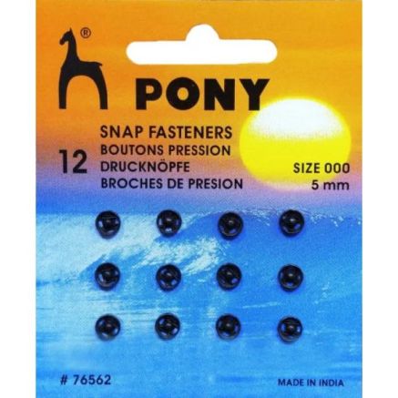 Кнопки латунні чорні 5 мм. 12 шт.,  Pony (76562 )