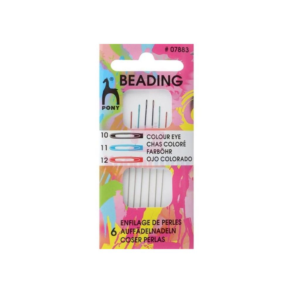 Set of beading needles with colored eye 6 pcs. №10-12. Pony (07883) Set of beading needles with colored eye 6 pcs. №10-12. Pony (07883)