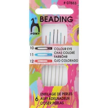 Set of beading needles with colored eye 6 pcs. №10-12. Pony (07883)