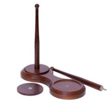 Double yarn holder, dark wood