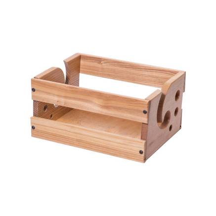 Wooden rectangular knitting basket, light wood