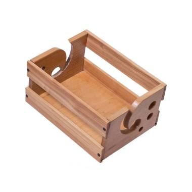 Wooden rectangular knitting basket, light wood