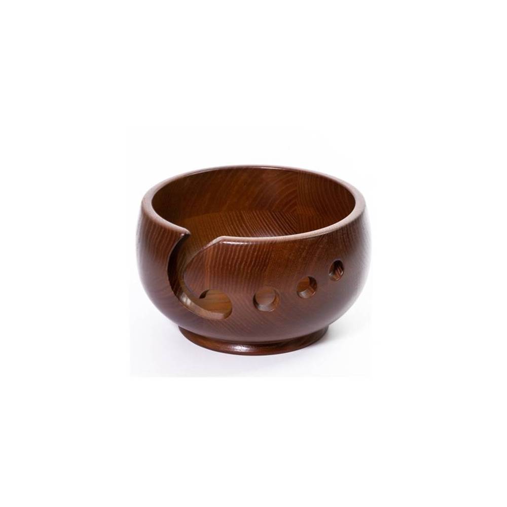 Wooden round ball for knitting dark wood