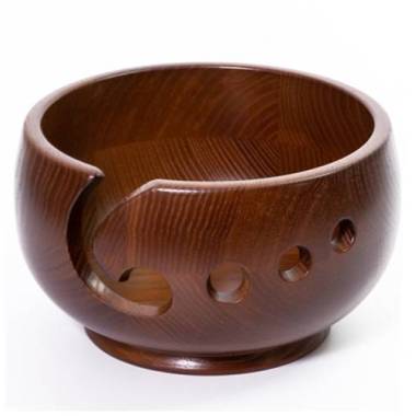 Wooden round ball for knitting dark wood