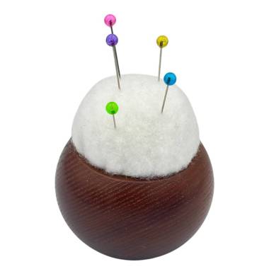 Wooden pincushion round brown