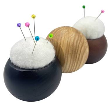 Wooden pincushion round black