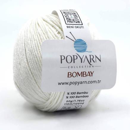 Пряжа бамбук Bombay Popyarn, білий (001)