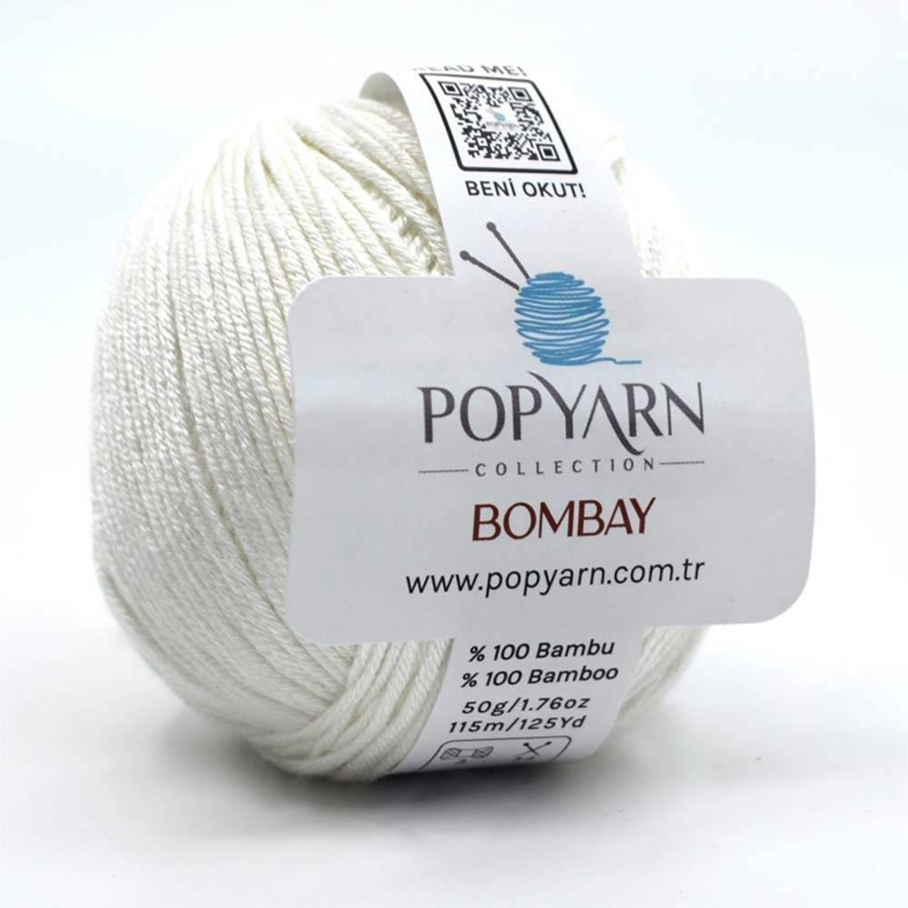 Пряжа бамбук Bombay Popyarn, белый (001) Пряжа бамбук Bombay Popyarn, белый (001)