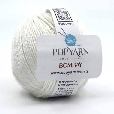 Пряжа бамбук Bombay Popyarn, білий (001)