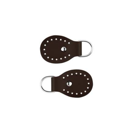 Set of belt loops for a bag, leather, Chocolate, 4.5 x 6.5 cm (93008)