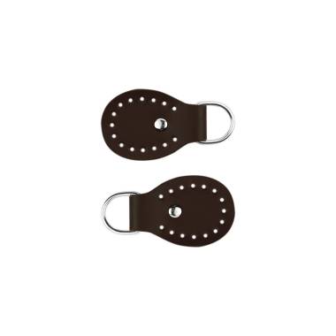 Set of belt loops for a bag, leather, Chocolate, 4.5 x 6.5 cm (93008)