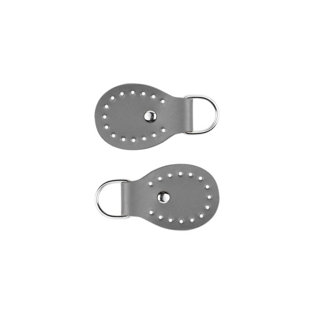 Set of belt loops for a bag, leather, light gray 4.5x6.5 cm (93005)