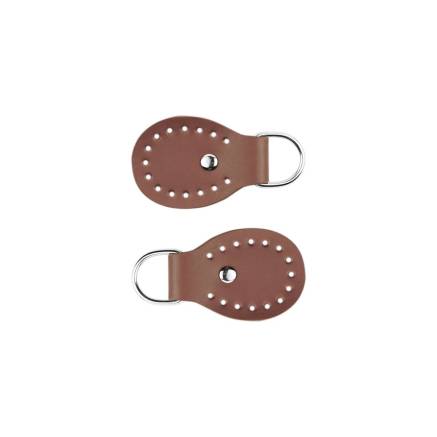 Set of belt loops for a bag, leather, coffee 4.5x6.5 cm (93010)