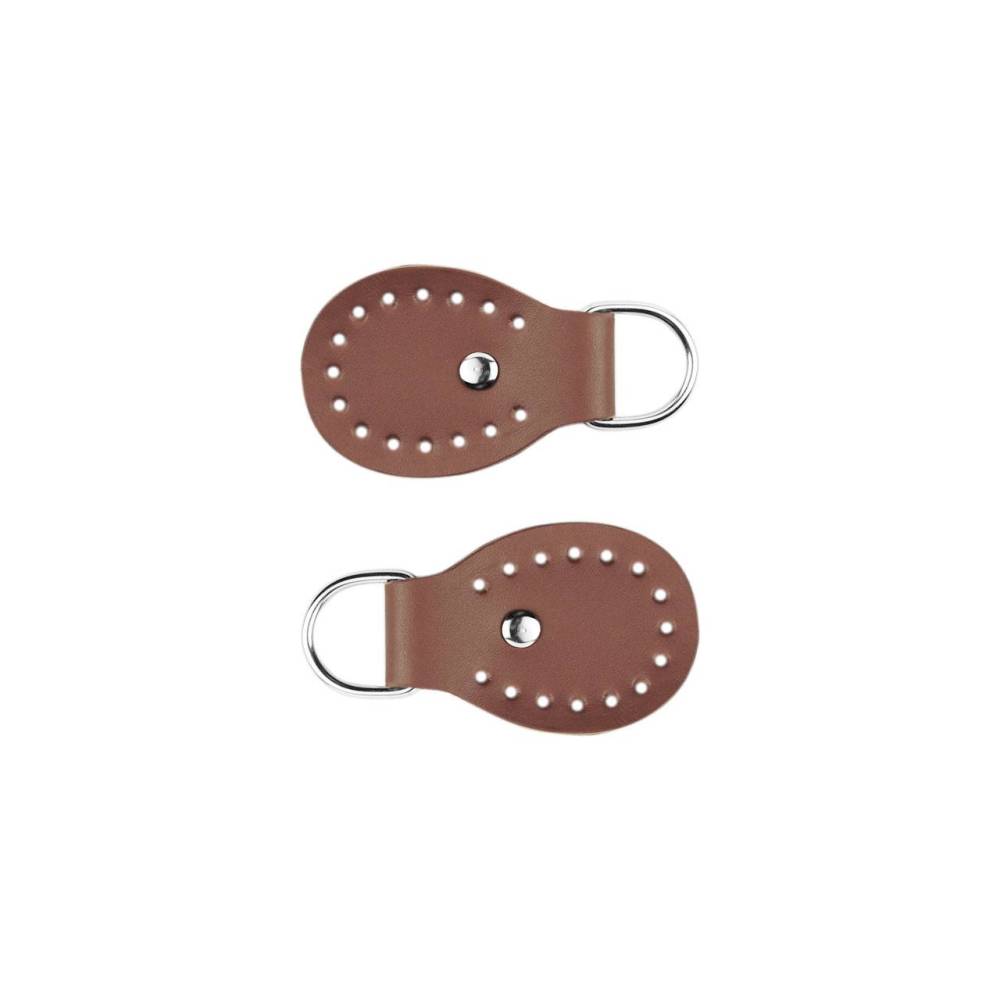 Set of belt loops for a bag, leather, coffee 4.5x6.5 cm (93010)