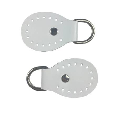 Set of belt loops for a bag, leather, white 4.5x6.5 cm (93001)