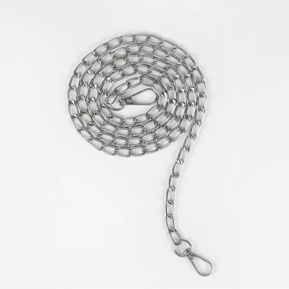 Flat anchor chain 120 cm (8 mm link width) silver, swivel snap hook