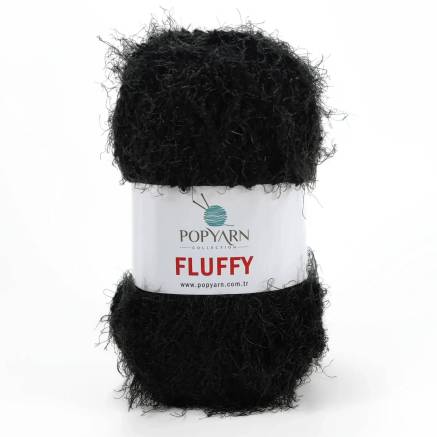 Fluffy yarn, black Popyarn (702)