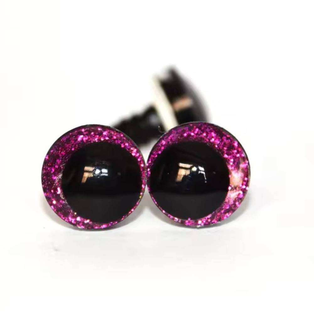 Slanting eyes for toys 14 mm dark pink shiny 3D Slanting eyes for toys 14 mm dark pink shiny 3D