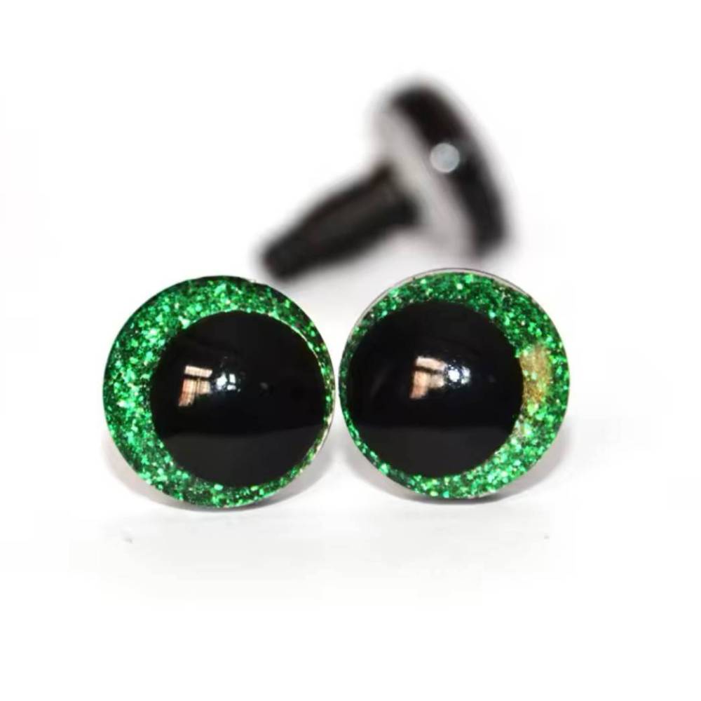 Slanting eyes for toys 14 mm green shiny 3D Slanting eyes for toys 14 mm green shiny 3D