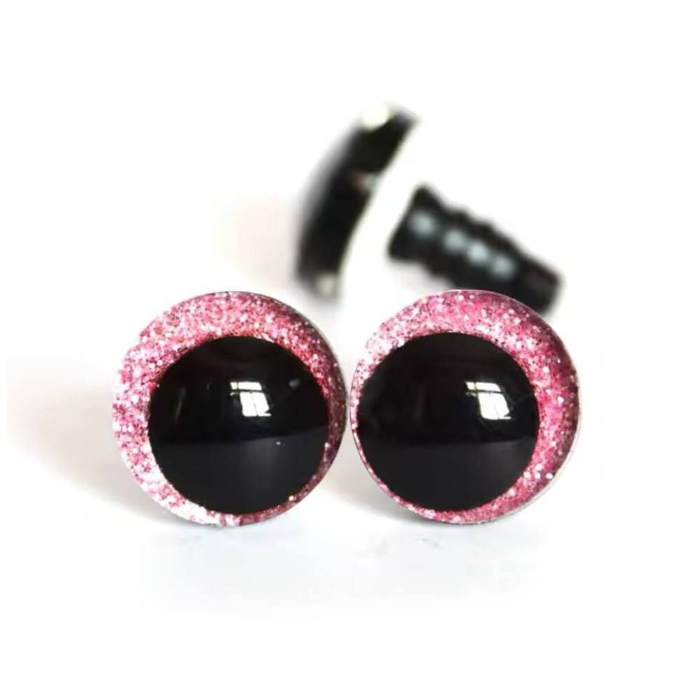 Slanting eyes for toys 14 mm pink shiny 3D Slanting eyes for toys 14 mm pink shiny 3D