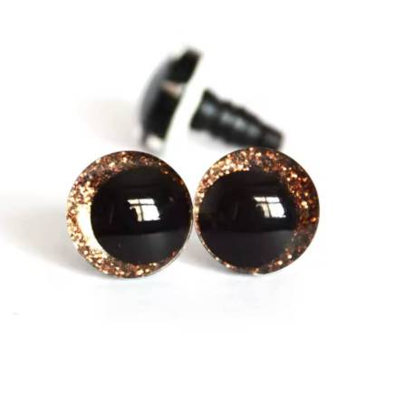 Slanting eyes for toys 12 mm brown shiny 3D