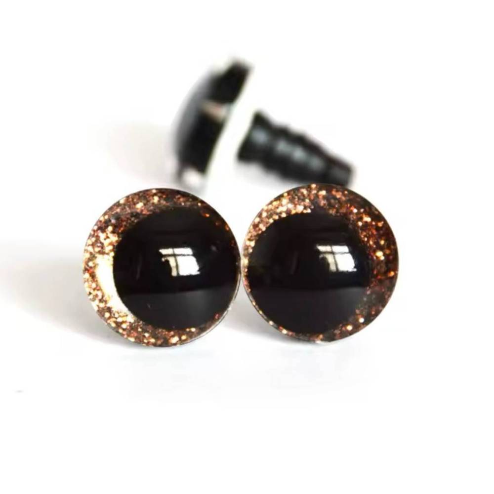 Slanting eyes for toys 12 mm brown shiny 3D Slanting eyes for toys 12 mm brown shiny 3D