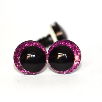 Slanting eyes for toys 12 mm dark pink shiny 3D