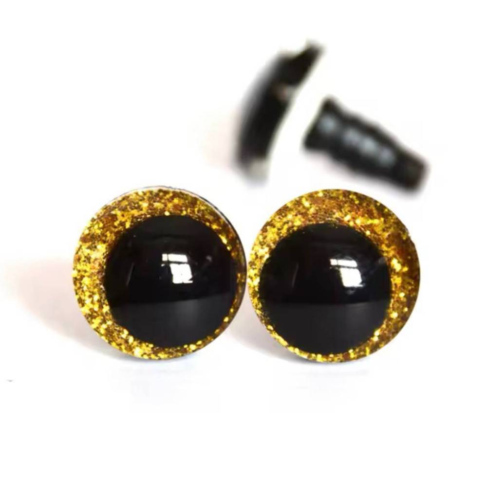 Slanting eyes for toys 12 mm gold shiny 3D Slanting eyes for toys 12 mm gold shiny 3D