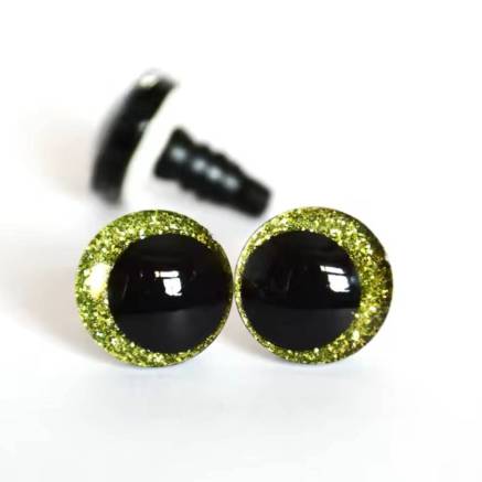 Slanting eyes for toys 12 mm green shiny 3D
