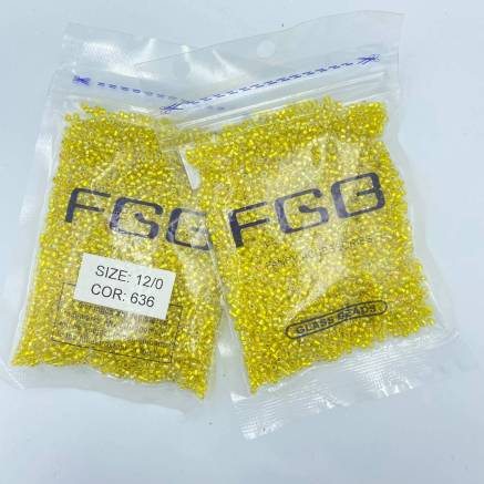 Beads 12/0 FGB - yellow glitter rainbow (636)