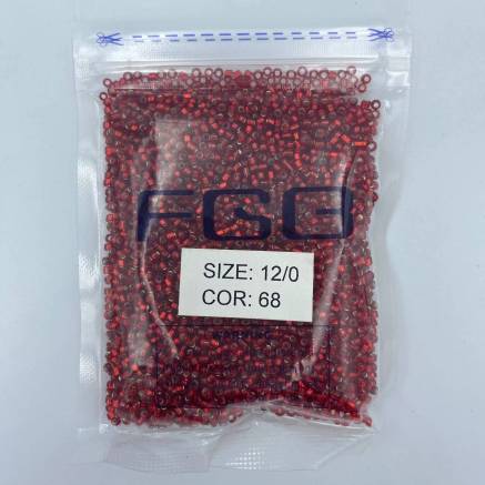 Beads 12/0 FGB, 50g - red with silver (068)