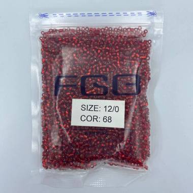 Beads 12/0 FGB, 50g - red with silver (068)