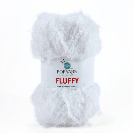 Пряжа Fluffy, білий Popyarn (703)