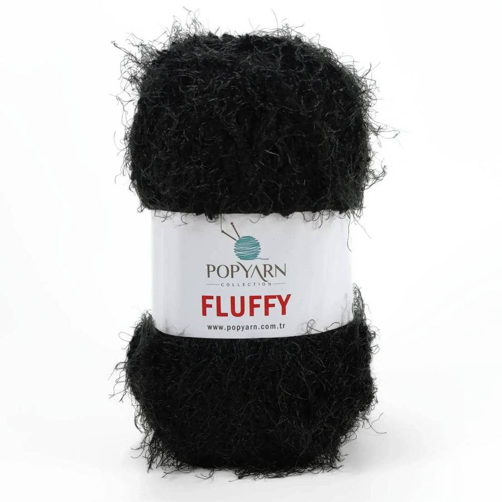 Пряжа Fluffy, чорний Popyarn (702) Пряжа Fluffy, чорний Popyarn (702)