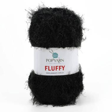 Пряжа Fluffy, чорний Popyarn (702)