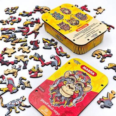 Wooden Puzzle "Monkey Figure", XS, 11x17 cm