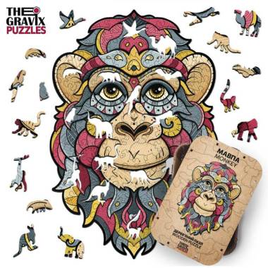 Wooden Puzzle "Monkey Figure", S, 18х27 cm