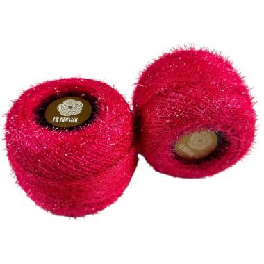 Fil Kristal yarn, bright crimson with lurex