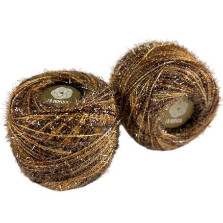 Fil Kristal yarn, brown-gold melange with lurex