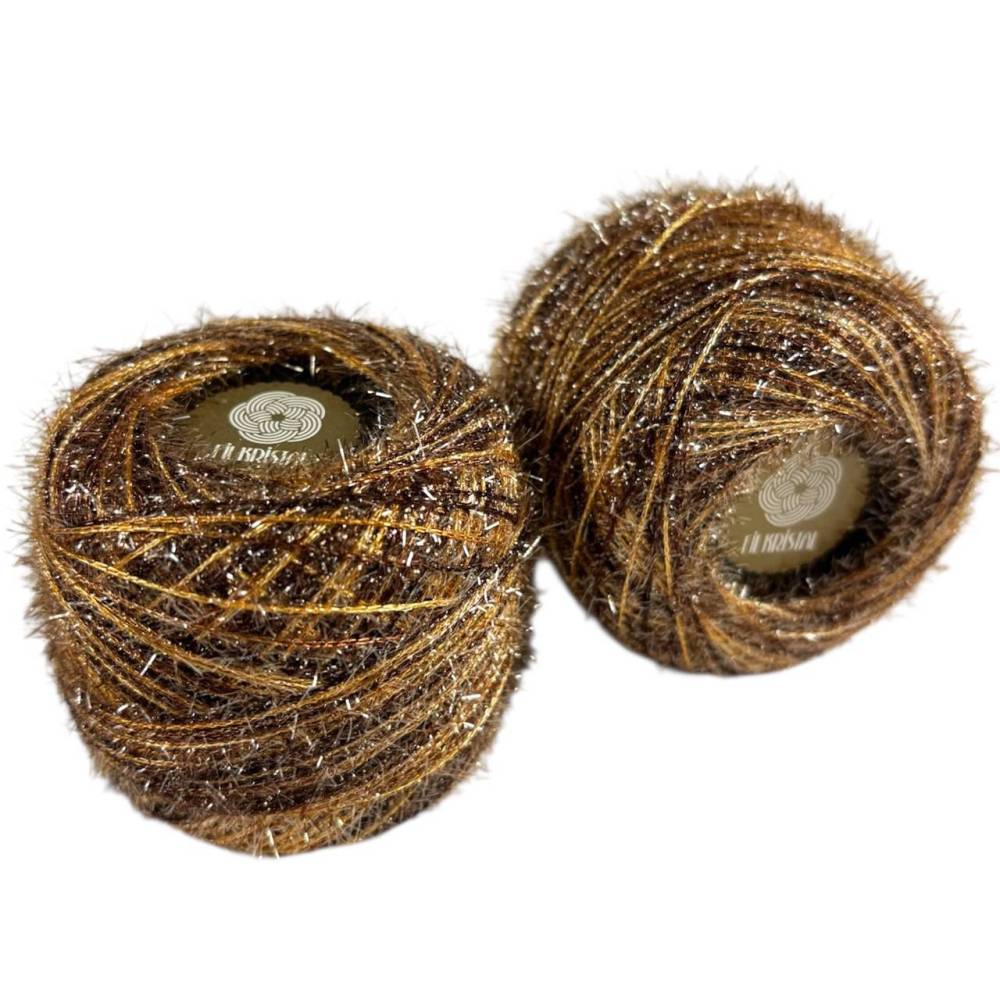 Fil Kristal yarn, brown-gold melange with lurex Fil Kristal yarn, brown-gold melange with lurex