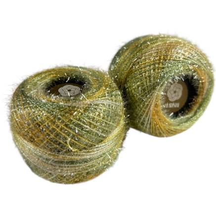 Fil Kristal yarn, green-yellow melange with lurex