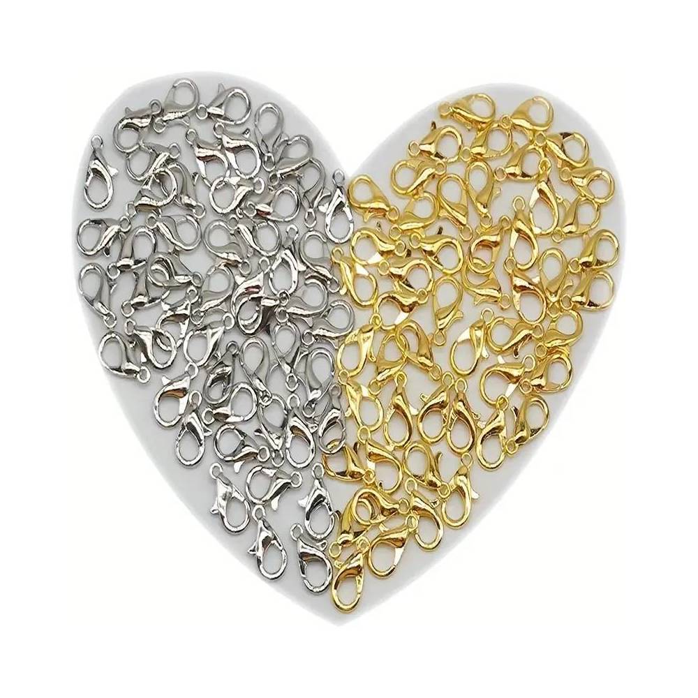 Carabiner 12*6 mm + 2 rings 0.7*5 mm, gold