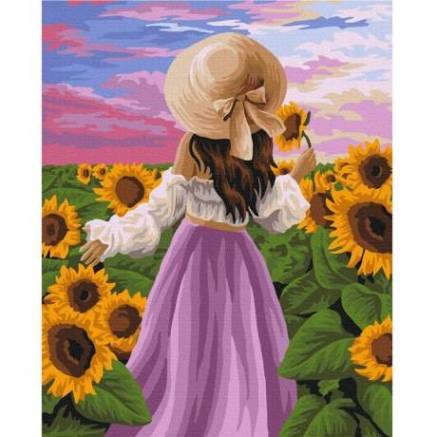 Paint by numbers Lady in sunflowers Brushme 40x50 cm BS51571