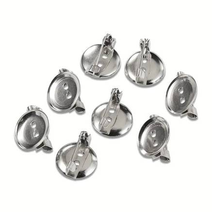 Round Brooch Base Pin - 25mm Silver