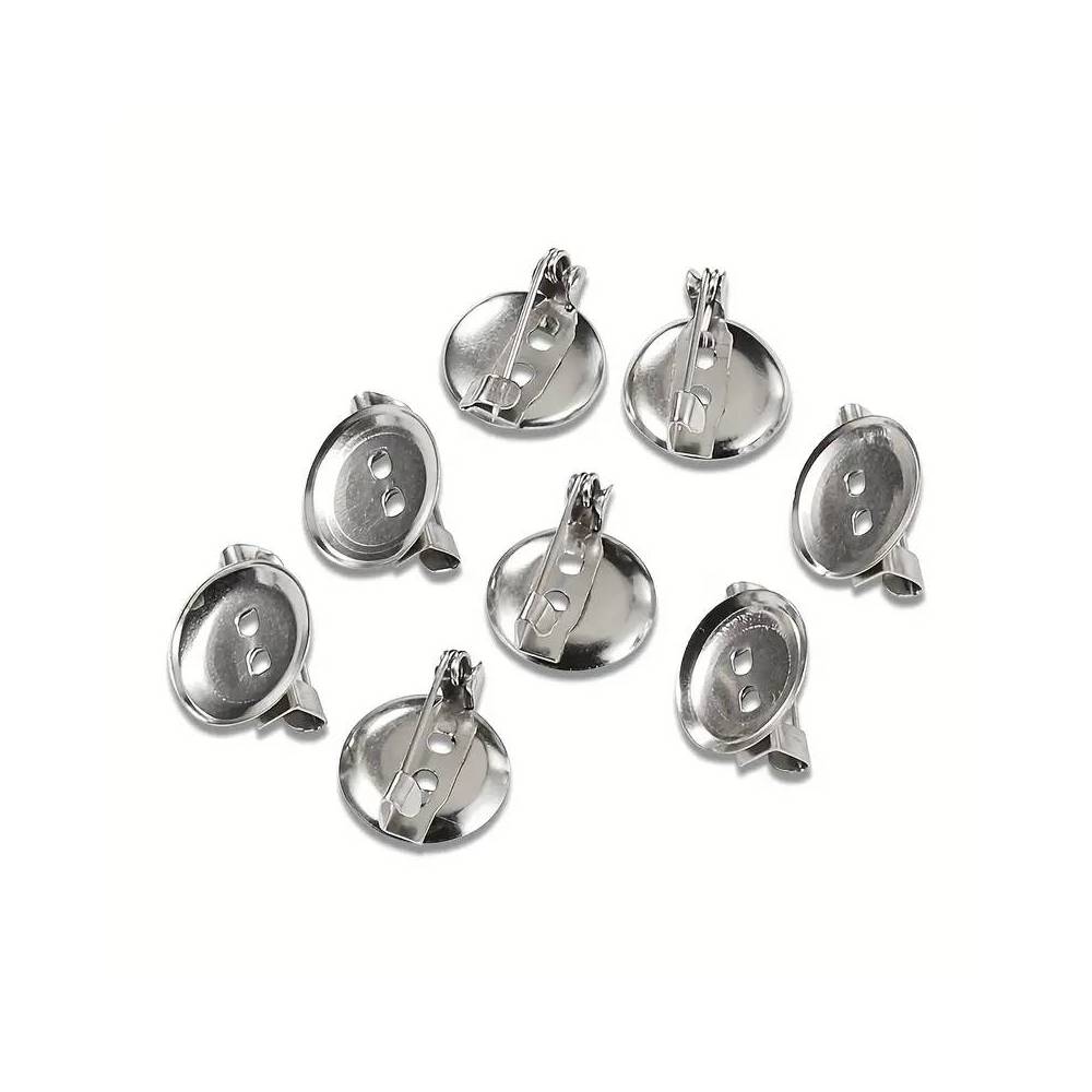 Round Brooch Base Pin - 25mm Silver