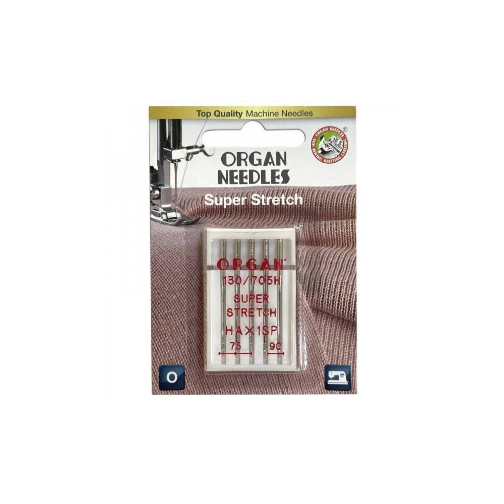 Sewing machine needles Organ Super Stretch, No. 75-90 (assorted), 5 pcs.